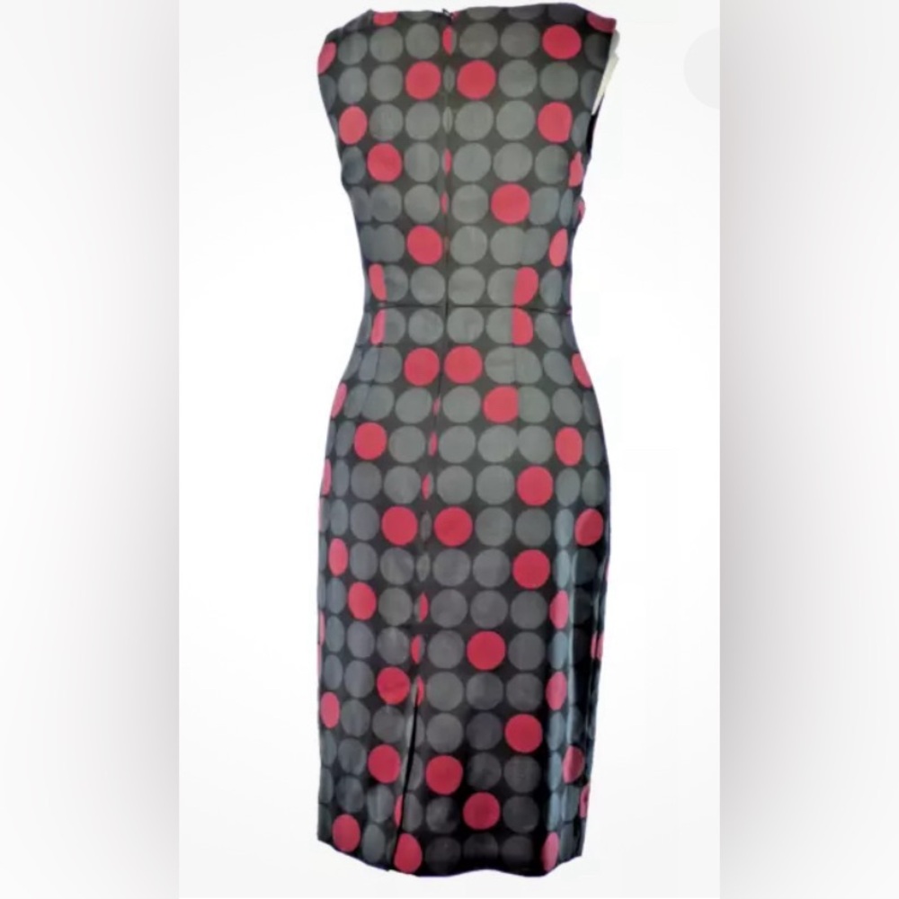 Hobbs Dress Wool Black Sleeveless Wool Lolo Polka Dot Bold Circle Pencil sz10